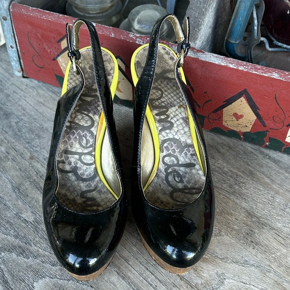 Sam Edelman Mallory Patent Leather Slingback Wedge‎